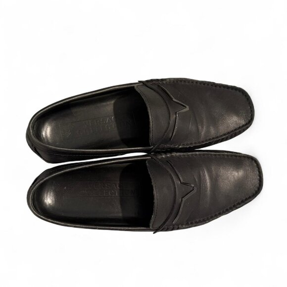 Black leather Versace Collection loafers - Picture 2 of 6